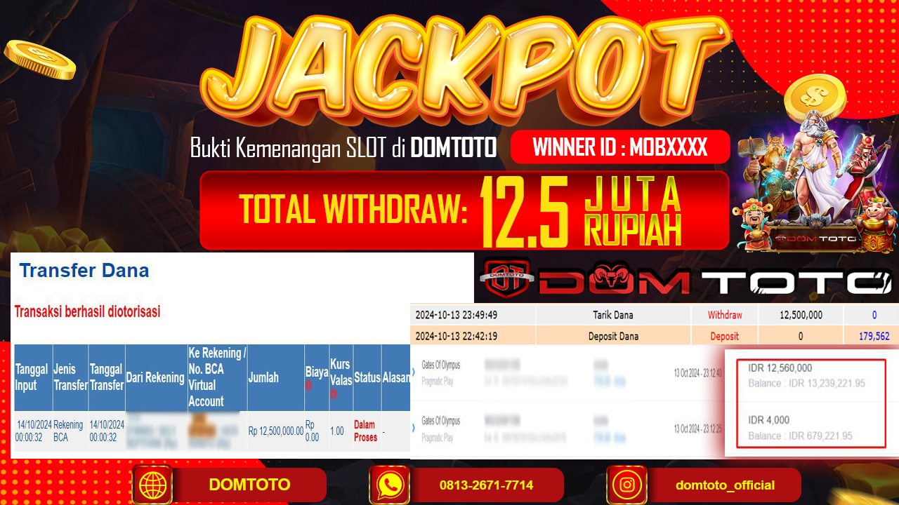 JACKPOT SLOT PRAGMATIC GATES OF OLYMPUS 14 OKTOBER 2024